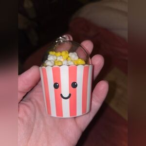 Cute Shaker Popcorn Keychain Handsanitizer Holder with Smiley Face